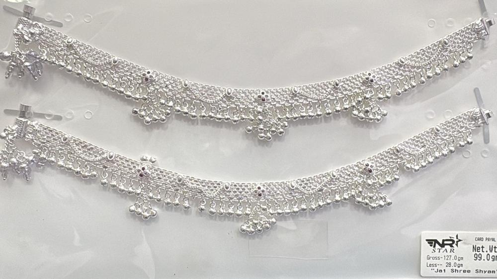 Handmade Payal silver payal anklet 43.2g - NR Star Sona Traders Agra